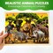 QUOKKA 4SET Puzzles for Kids Ages 4-6 - 48 Pcs Wooden Toddler Realistic Montessori Puzzles Ages 3-5 - Wild Animals Africa Ocean Farm Learning Games for Boys and Girls 4-8 Year Olds